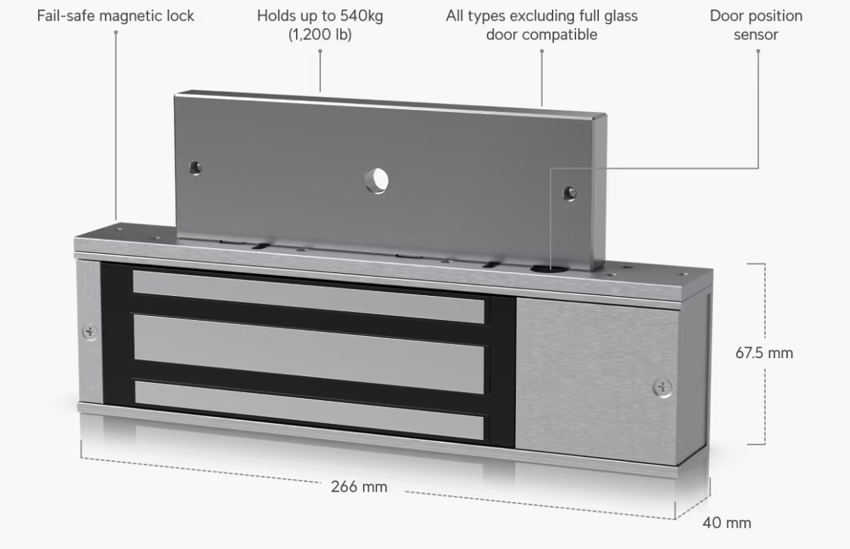 Image of the UA-Lock-Magnetic-270kg Unit with labels of what features it has